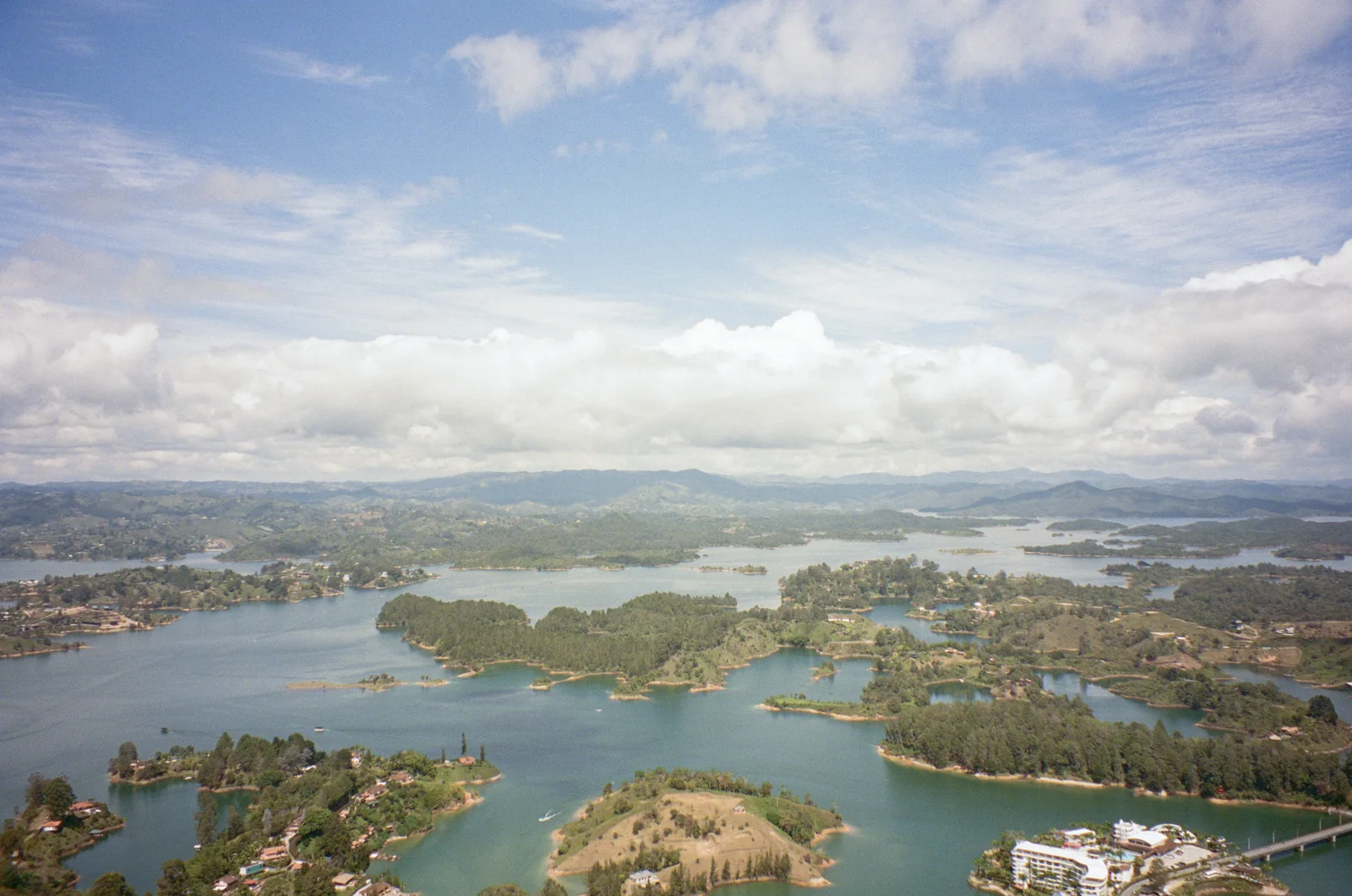 Lakes and green islands seen from a high overlook